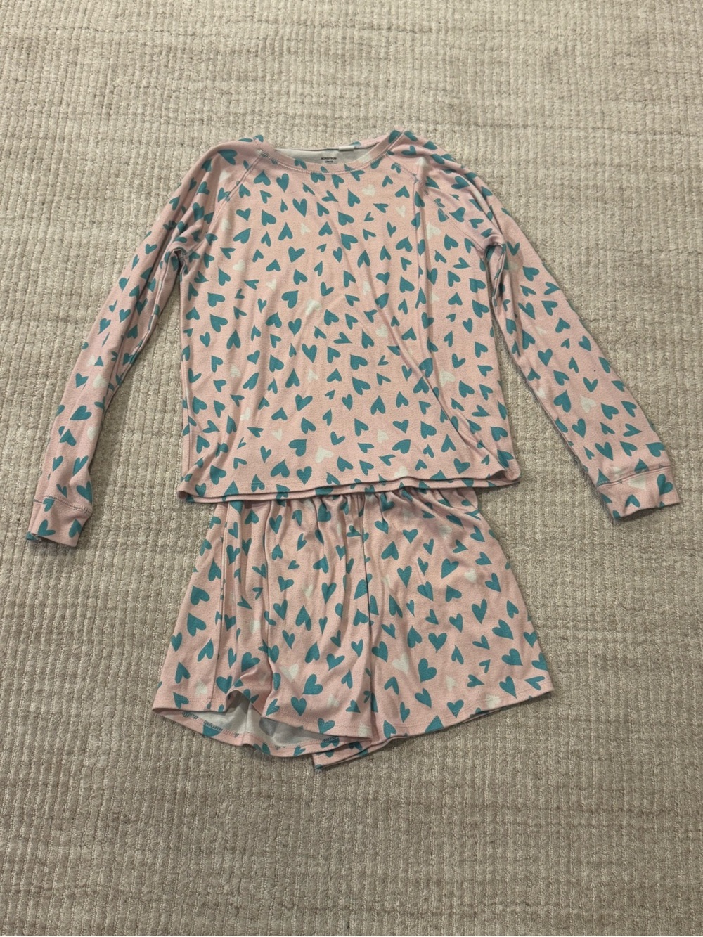 Nordstrom Pink Teal Heart Print Pajama Lounge Set